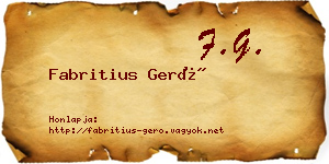 Fabritius Gerő névjegykártya